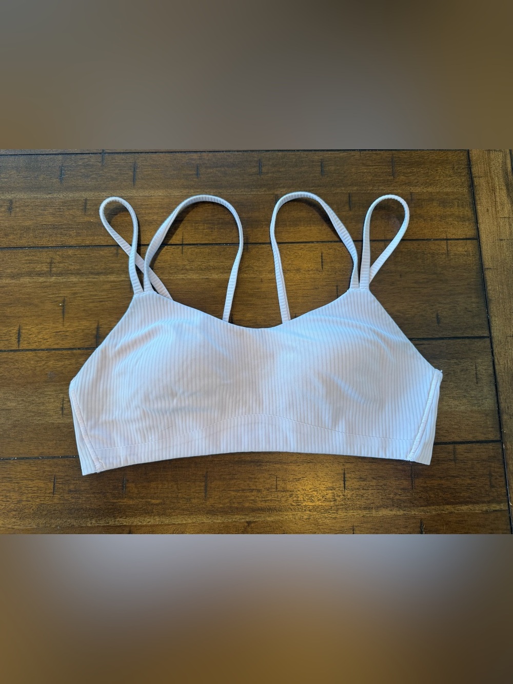Lululemon Like a Cloud Bra Size 6 Light Pink Ribbed Strappy Sports Bra